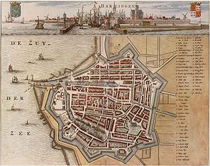  Historische kaart van Harlingen uit 1664